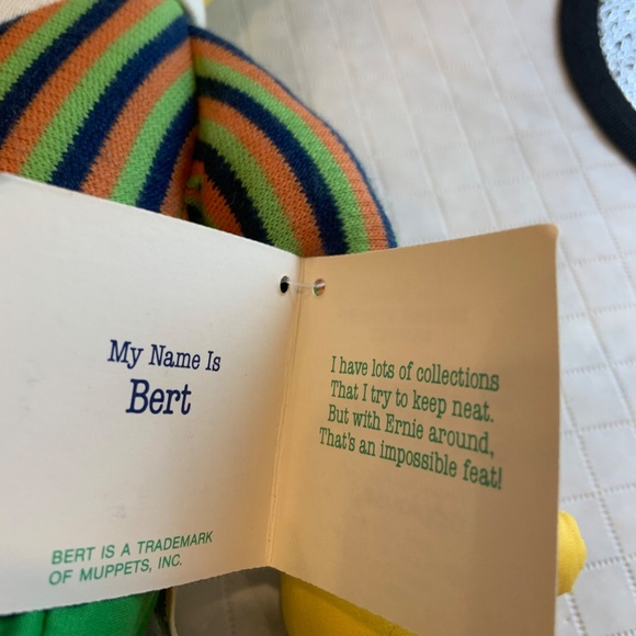 Vintage Sesame Street Bert Jim Henson Retro Muppet Doll Plush w/ Tags - Picture 14 of 16